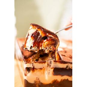 Pavê de cookie com doce de leite e ganache de café 